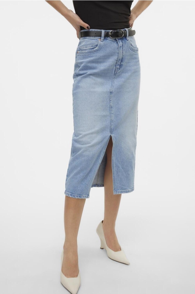 VMVERI HR CALF DENIM SKIRT GA MIX N 10295731 LIGHT BLUE DENIM